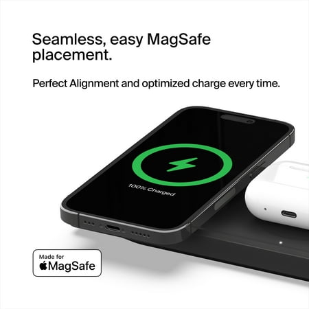 Belkin - Boost Charge Pro 3-in-1 Wireless Charging Pad with MagSafe for iPhone 14/13/12 Series Devices - Black