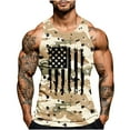 thumbnail image 2 of UVEASISHA USA Flag Patriotic Tank Tops for Men Sleeveless Stars and Stripes Graphic Tee Big and Tall Fitness Muscle Tanks Khaki XXL, 2 of 5