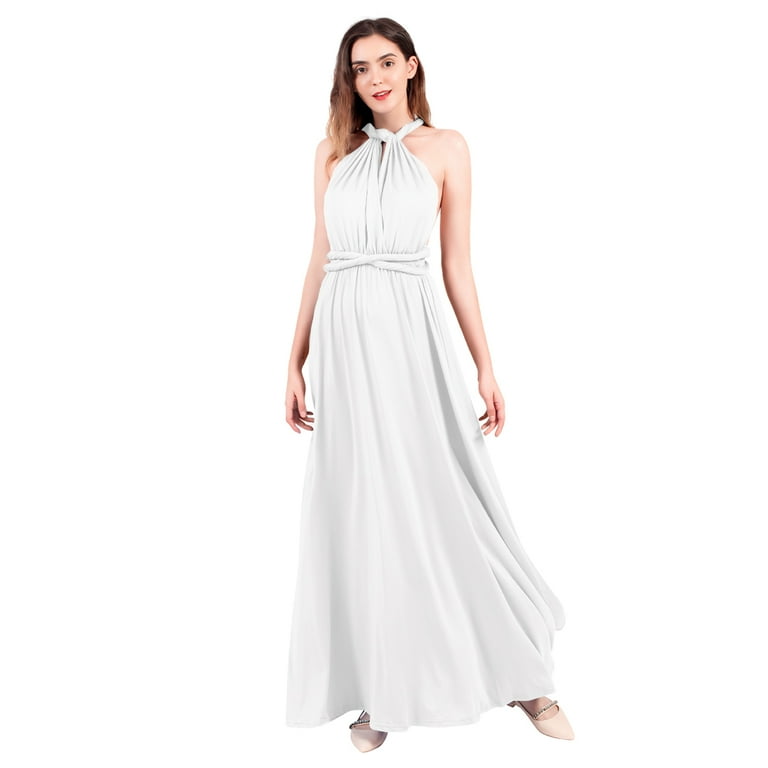 IBTOM CASTLE Women Transformer Evening Dress Maxi Cocktail Wrap Convertible  Multi Way Floor Long Formal Gown XS White - Walmart.com