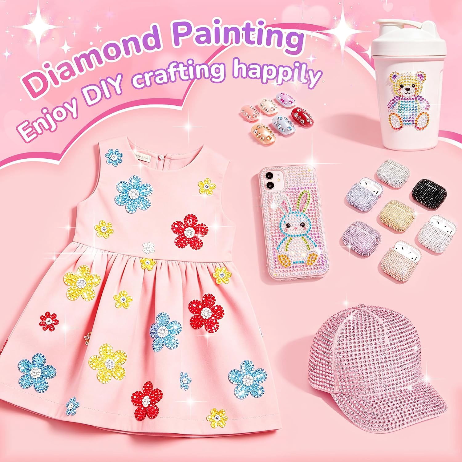 24000Pcs Bedazzling Kit, 24 Colors Bedazzler Kit with Rhinestones | Complete Bedazzle Kit with 3mm Vibrant Sparkling Flatback Gems, B7000 Jewelry Glue & Tools for Crafts, Nails, Teens & Adults