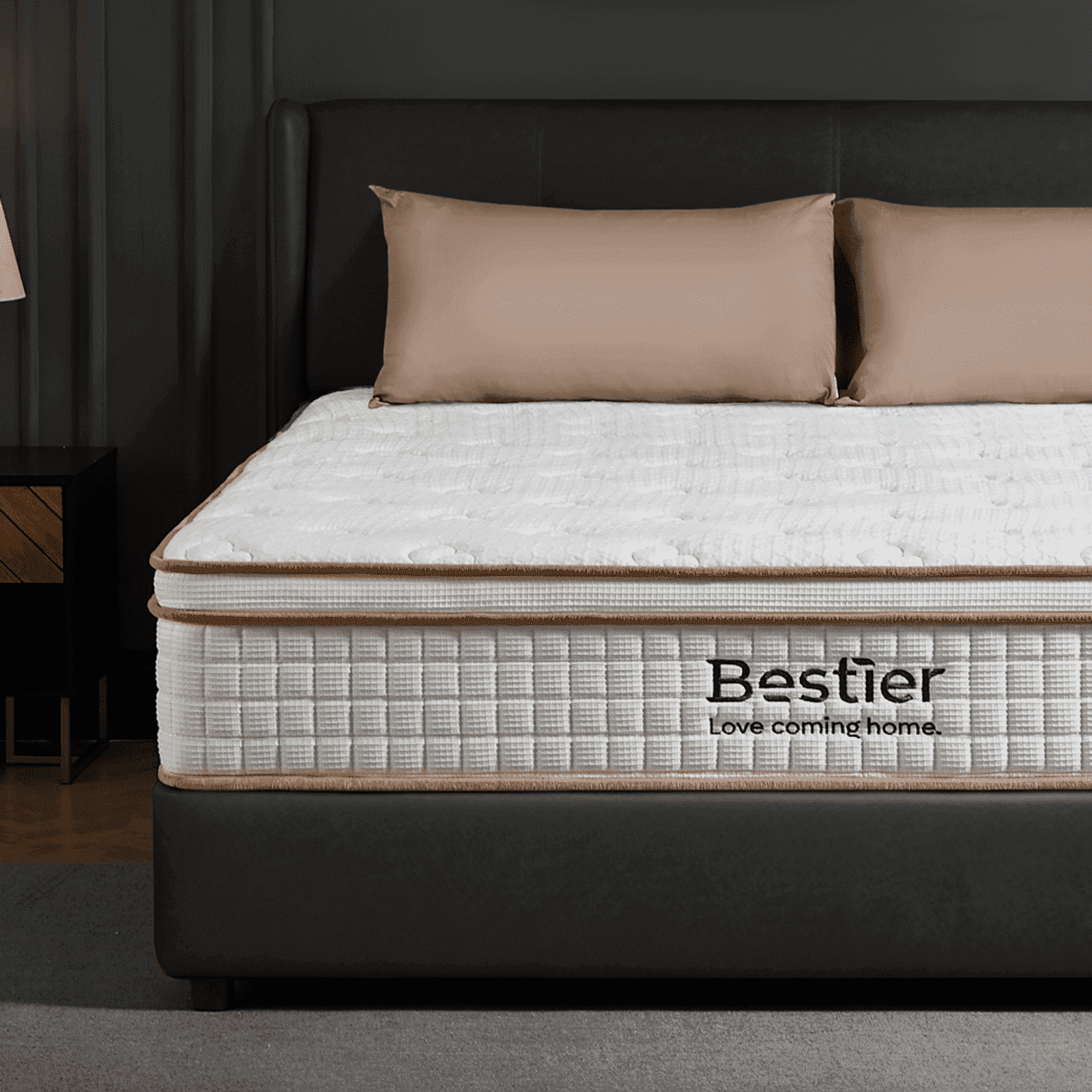 Bestier 12" King Gel Memory Foam Hybrid Mattress | Zoned Coil System for Back/Hip/Shoulder Support | Cooling Tencel Pillow Top | Medium Firm, Pressure Relief, Motion Isolation | Bed in a Box, White