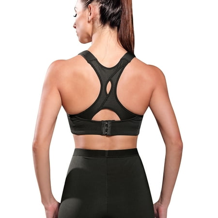 

Eleady Women High Impact Racerback Sports Bras Front Adjustable Wirefree Workout Tops Bounce Control Gym Activewear Bra(Black Large)