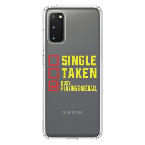 DistinctInk Clear Shockproof Hybrid Case for Galaxy S20 ULTRA / 5G (6.9" Screen) - TPU Bumper Acrylic Back Tempered Glass Screen Protector - Single Taken Busy Playing Baseball