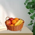 thumbnail image 4 of Cesta de fruta tejida, cesta de almacenamiento, cesta multiusos con asa, frutero rústico de ratán artificial, organizador para picnics, despensa, 4 of 7