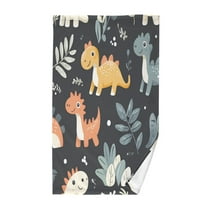 Yayeee 100% Cotton Hand Towels for Bathroom 16" x 28" Kitchen Towel, Orange Dinosaur