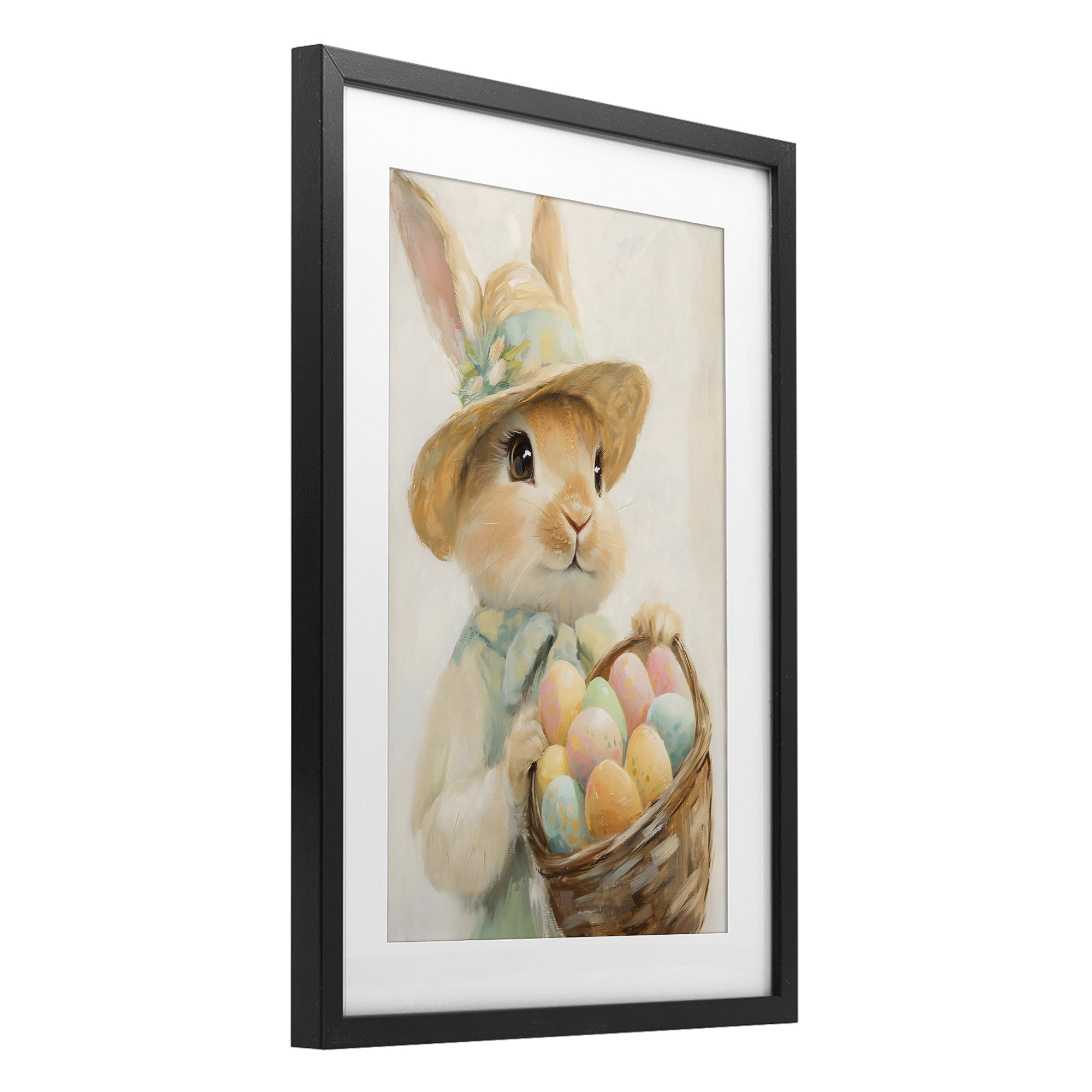 Stupell Industries Easter Egg Basket Rabbit Black Framed Print Under Glass, design by The Prints Vibe