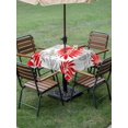thumbnail image 3 of Outdoor Tablecloth with Umbrella Hole and Zipper, Red Leaves Square Table Cloth 60x60 Inch Waterproof Tablecloth, Abstract Modern Geometric Lines Simple Art Picnic Table Cover for Patio Camping, 3 of 7
