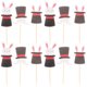 thumbnail image 1 of FELTECHELECTR Juego de 24 adornos para tartas de Pascua con forma de conejo y sombrero, para decorar tartas y fiestas de cumpleaños., 1 of 6