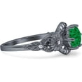 thumbnail image 6 of Art Deco Ring Sunflower Design Round Green Emerald Cubic Zirconia Black Tone 925 Sterling Silver, Size 10, 6 of 7