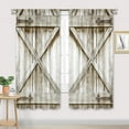 thumbnail image 6 of Grey Farmhouse Western Curtains 42W x 63L Inch Rod Pocket Rustic Gray Barn Door Wooden Vintage Barnwood Men Bedroom Decor Country Cabin Farm Wood Printed Living Room Window Drapes2 Panels, 6 of 6