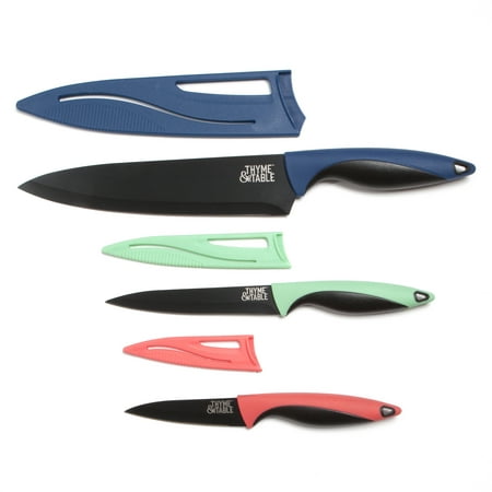 Thyme & Table Colored Chef Knife Set, 3 Piece (Best Meat Processing Knife Set)