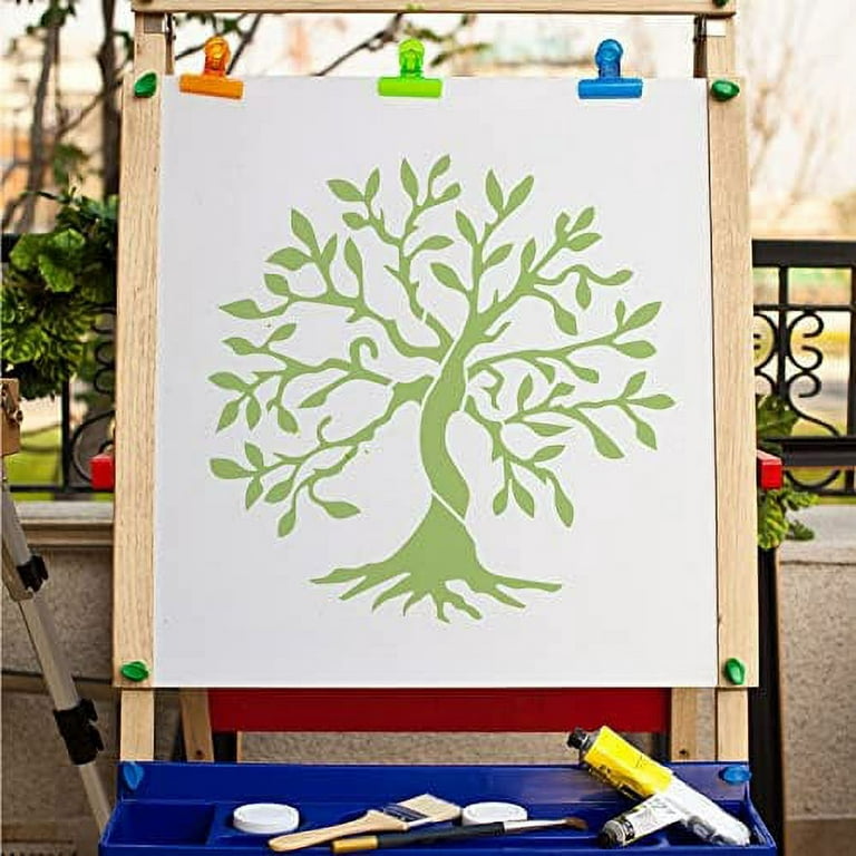 Tree of Life Stencil Template 12x12 Inch Large Reusable Sign Square Tree  Stencils for Painting on Wood Wall Scrapbook Card Floor and Tile Drawing 