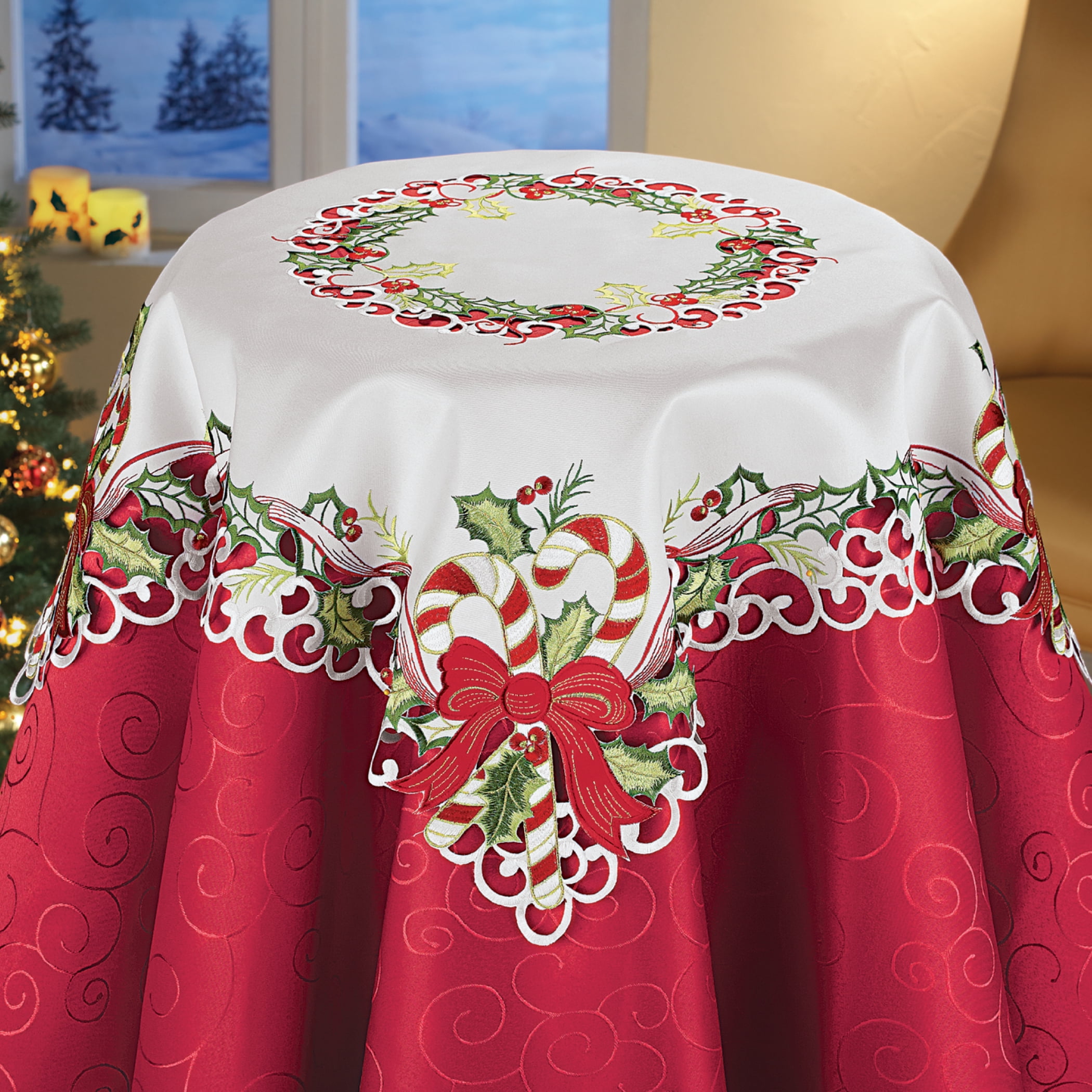 Candy Cane Christmas Table Linens