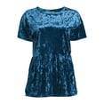 thumbnail image 5 of Time and Tru Women's Crushed Velvet Peplum Top with Short Sleeves, Sizes XS-XXXL, 5 of 5