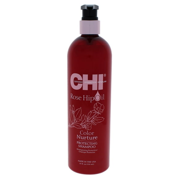 Champú protector del color con aceite de rosa mosqueta de CHI para unisex - Champú de 25 oz CHI CHI Rose Hip Oil Color Nurture Protecting Shampoo Champú Unisex 25oz