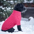 thumbnail image 3 of Zhuge Small Dog Turtleneck Pullover Sweater, Thick Cable Knit Cold Weather Clothes for Chihuahua, Pug & More, XS, Rose, 3 of 5