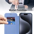 thumbnail image 5 of Flip Magnetic Case for Apple iPhone 12 Pro, Compatible with Magsafe Cards Holder Wallet Case RFID Blocking Clear Back Cover Anti-Scratch Folio Shockproof Bisiness Type Case for Women, Blue, 5 of 7