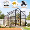 thumbnail image 5 of Jocisland 6x12x6.3 FT Polycarbonate Greenhouse for Outdoors with 2 Windows, Dual Swing Doors, Aluminum Walk-in Frame, Heavy Duty Garden Greenhouse for Backyard, Black, 5 of 9