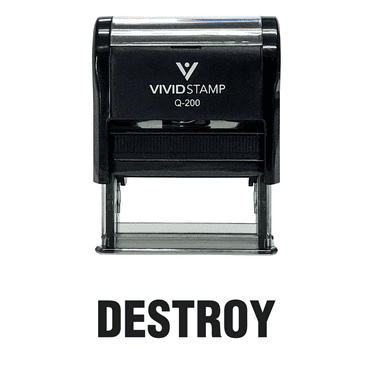 Vivid Stamp Destroy Office Self Inking Rubber Stamp (Black Ink) - Medium