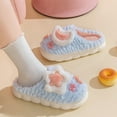 thumbnail image 4 of Xfvqtps Womens Furry Slippers Fluffy Plush Bow Rabbit Moon and Stars Cute Girlish Princess Thick Bottom Memory Foam Comfortable Non-Slip Warm Winter Home Slippers Blue, 4 of 7