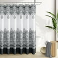 thumbnail image 3 of Black Shower Curtain, Black and White Bath Shower Curtains for Bathroom, Waffle Textured Fabric Shower Curtain Liner with 12 Hooks, Water Repellent, Machine Washable, 72x72, Black, 3 of 5