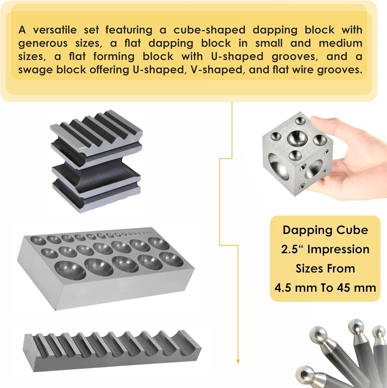 【エリマサ】 ベル作成キット Doming Tool Kit 25 Piece Doming Block and Punch Set