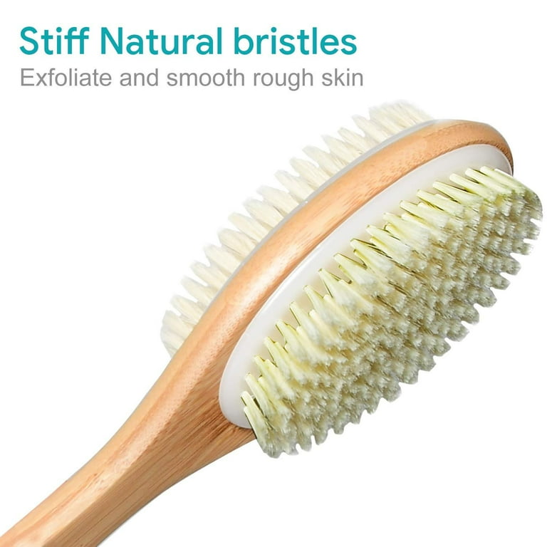 Dry Brush, With Soft And Stiff Natural Bristles, Body Exfoliating Scrub  Brush 