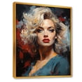 thumbnail image 2 of Designart "Magenta Pop Art Portrait Of Monroe II" Woman Pop Art Floater Framed Canvas Wall Art, 2 of 5