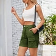 thumbnail image 4 of Pxkloy Womens Denim Cargo Shorts Button Zipper Solid Color Half Jean Shorts Casual Fashion Summer 2025 Denim Shorts with Pockets Army Green,XXL, 4 of 7