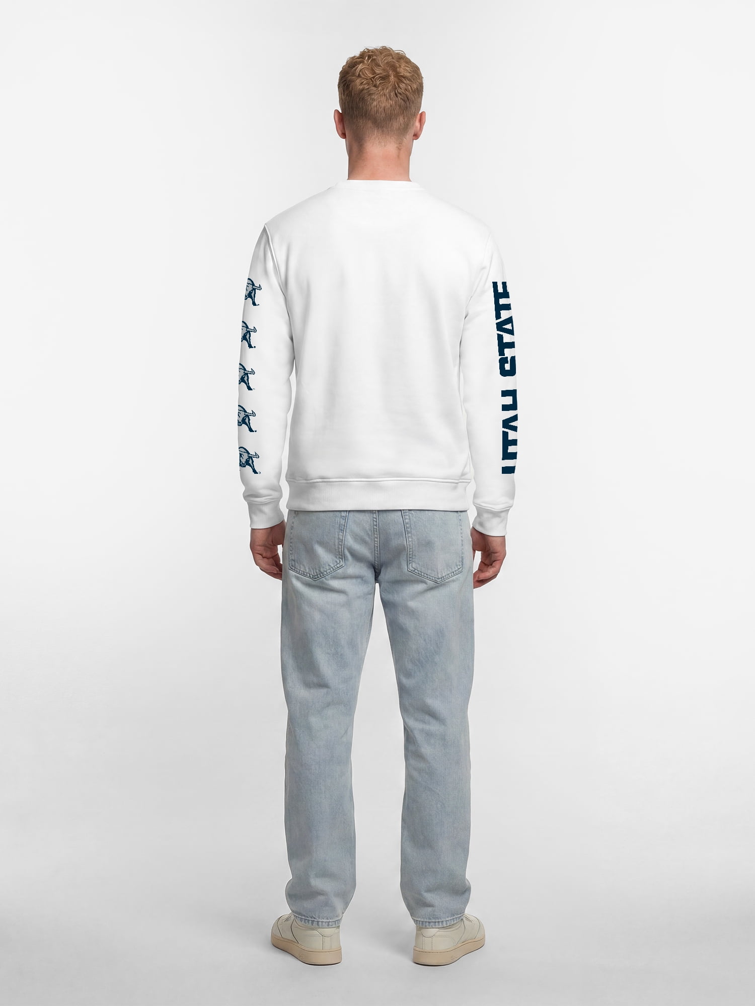 Utah State Aggies Reebok Mens White Crew Sweatshirt