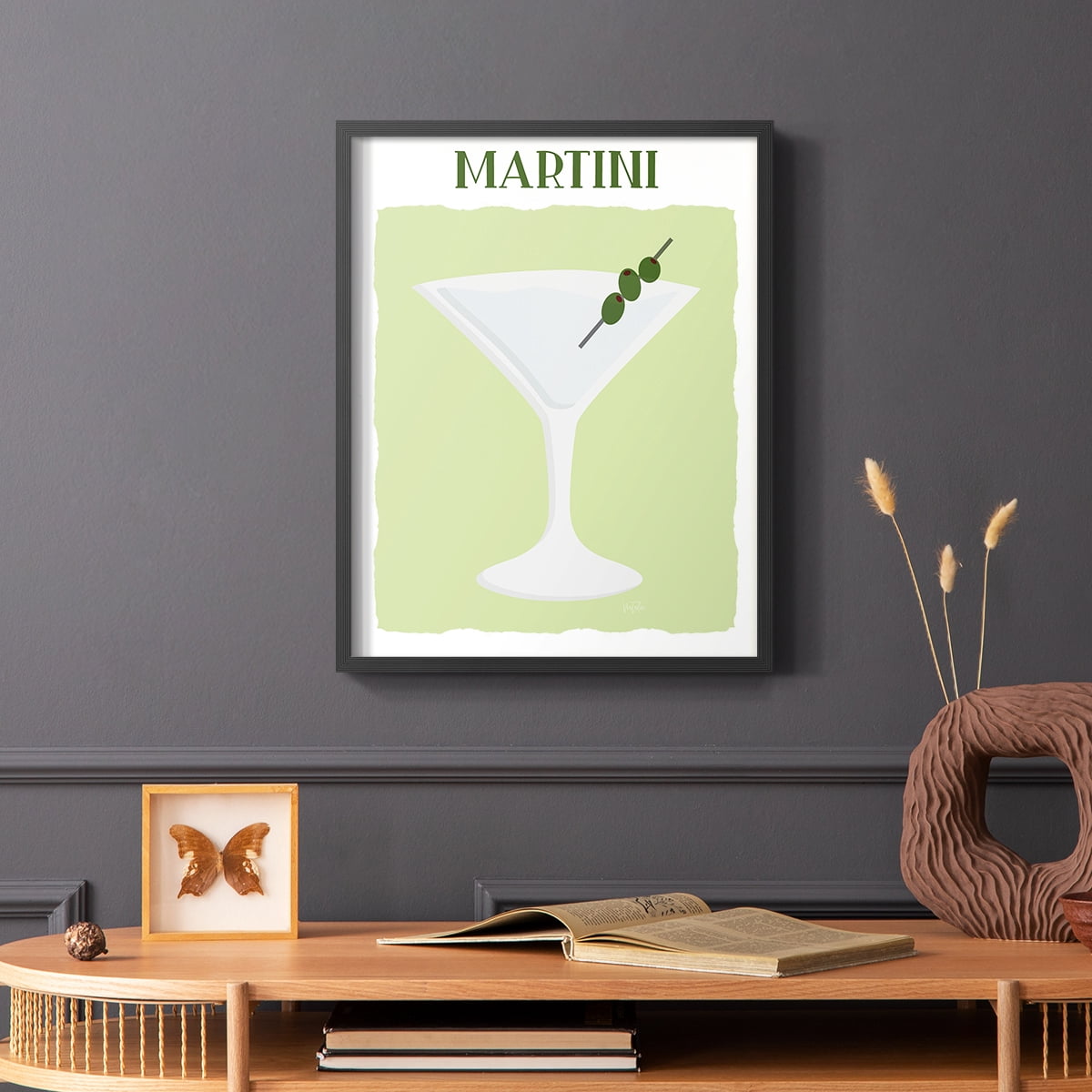 Martini in Black Solid Wood 8 x 10 Framed Print