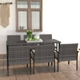 thumbnail image 1 of vidaXL 7 Piece Garden Dining Set Poly Rattan Grey, 1 of 8