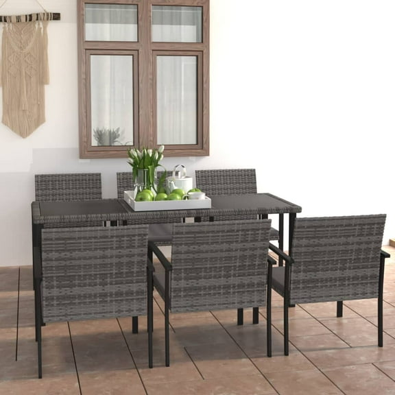 vidaXL Patio Dining Set Dining Table and Chairs Furniture Set Poly Rattan