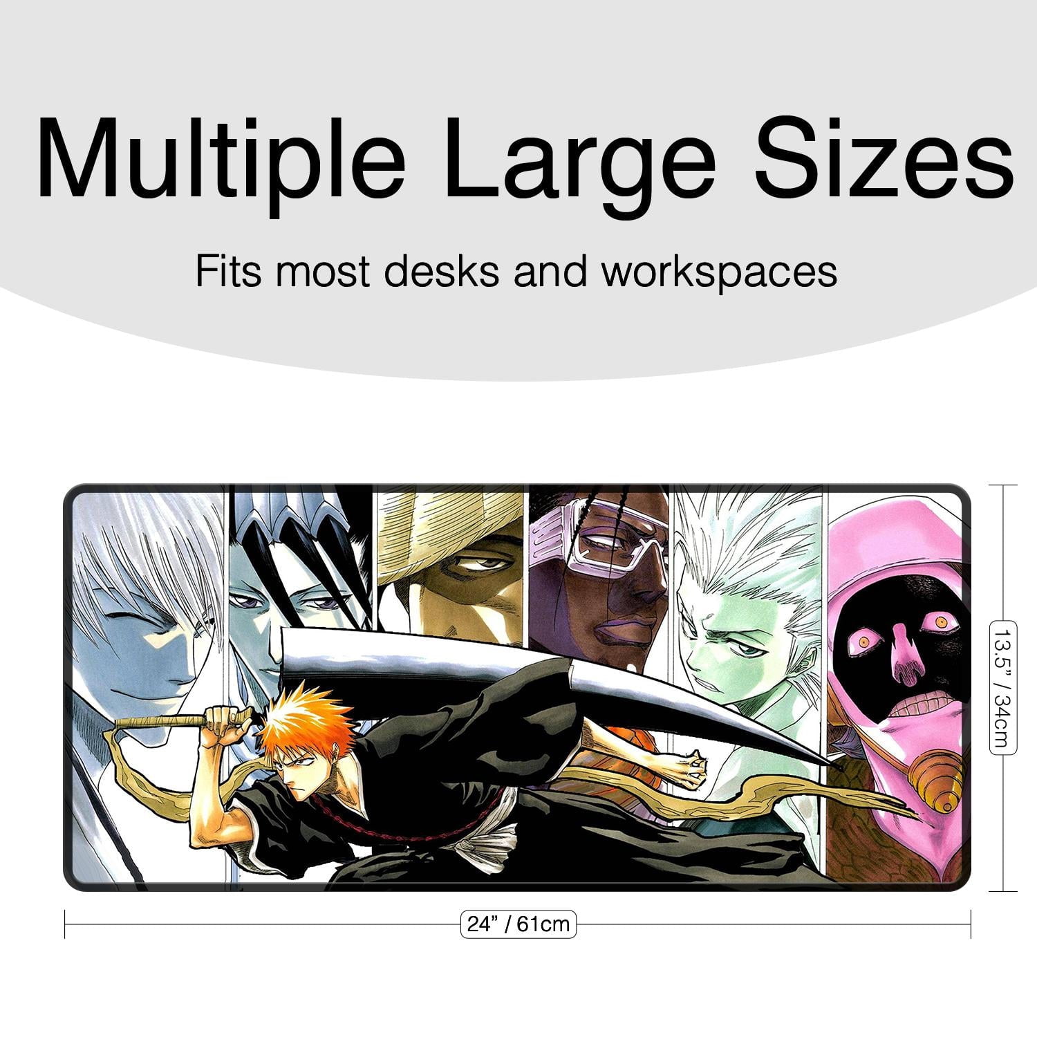 Bleach Inspired Gaming Mousepad, Large Desk Mat with Vibrant Anime Characters and Anti-Slip Base