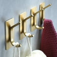 thumbnail image 3 of YIGII Towel Hooks/Adhesive Hooks - Brushed Gold Wall Hooks for Hanging Coat, Hat,Towel Robe Hook, Bathroom and Bedroom 4-Packs, Stainless Steel, 3 of 7