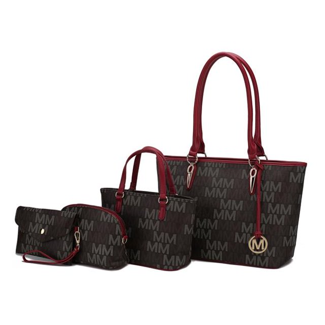 MKF Collection by Mia K. Alexy M Signature Bag Set, Red - 4 Piece