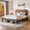 Gray-Wood Platform, variant on Vanress King Bed Frame, Metal Platform Bed Frame with Storage LED Light Headboard and 2 USB, Noise Free, No Box Spring Needed, Dark Brown