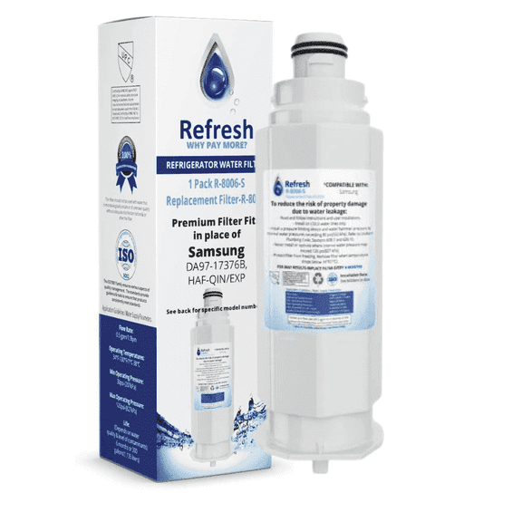 Refresh R-8006 Replacement Refrigerator Water Filter for DA97-17376B, DA97-08006C, HAF-QIN, HAF-QIN/EXP, RF23M8070SG, BRF425200AP