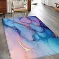 thumbnail image 3 of Marble Washable Area Rugs 3'x5', Abstract Art Purple Blue Gradient Cave Rock Golden Lines Low Pile Throw Living Room Rug Non-Slip Sturdy Edge Binding Carpet for Indoor Entryway Bedside Kitchen, 3 of 9