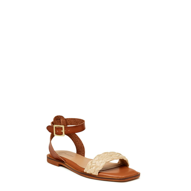 Time and Tru Women's Braided Ankle Strap Sandals - Walmart.com