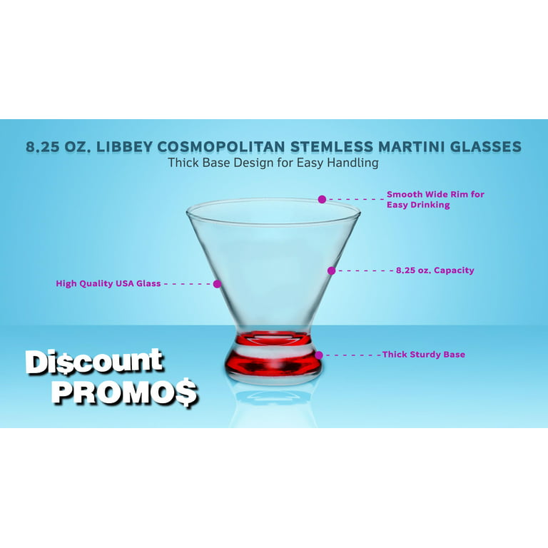 Personalized 8.25 oz. Libbey Cosmopolitan Stemless Martini Glasses