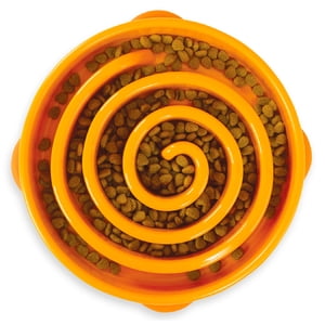 Outward Hound Fun Feeder Slo Bowl, Large, 4-Cup, Orange Swirl