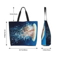 thumbnail image 6 of Bingfone Canvas Tote Bag for Women with Inner Pocket Aesthetic Cute Shopping Tote Bags Reusable Grocery Bags-White Jellyfish Dansing in the Ocean, 6 of 9