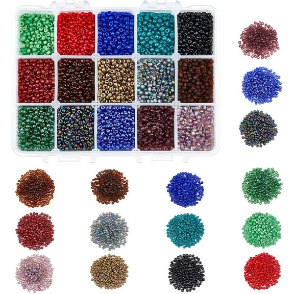 300g 15 Colors Glass Seed Beads 3mm Opaque Glass Seed Beads Round Pony Beads Mini Spacer Loose Beads Jewelry Making
