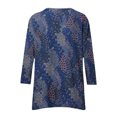 thumbnail image 6 of Viluyesy Round Neck T-Shirt for Womens 3/4 Sleeves Shirt Tops Relaxed Loose Blouse Blue Size XL, 6 of 7