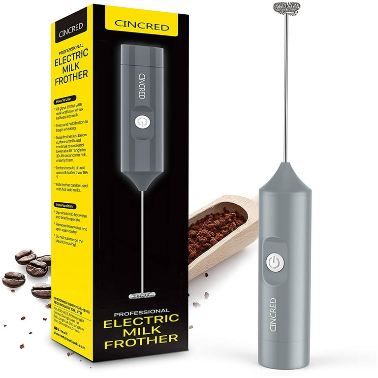 Cincred Updated 2020 Version Milk Coffee Frother Handheld Battery Operated Electric Frothing Wand Foam Maker for Latte Cappuccino Hot Chocolate Frappe