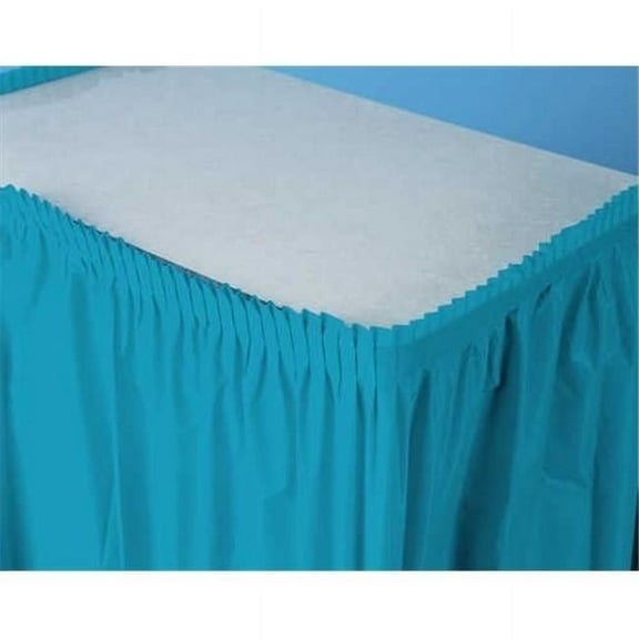 Touch of Color Plastic Tableskirt Octy Round, 14 Ft, Turquoise, 1 Ct