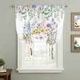 thumbnail image 2 of Spring Floral Pig Balloon Curtains for Living Room/French Door, Weeping Flowers Leaves Farmhouse Watercolor Tie Up Curtains 63 Inch Length Energy Saving Kitchen Curtains Shades for Windows 42"x63", 2 of 8