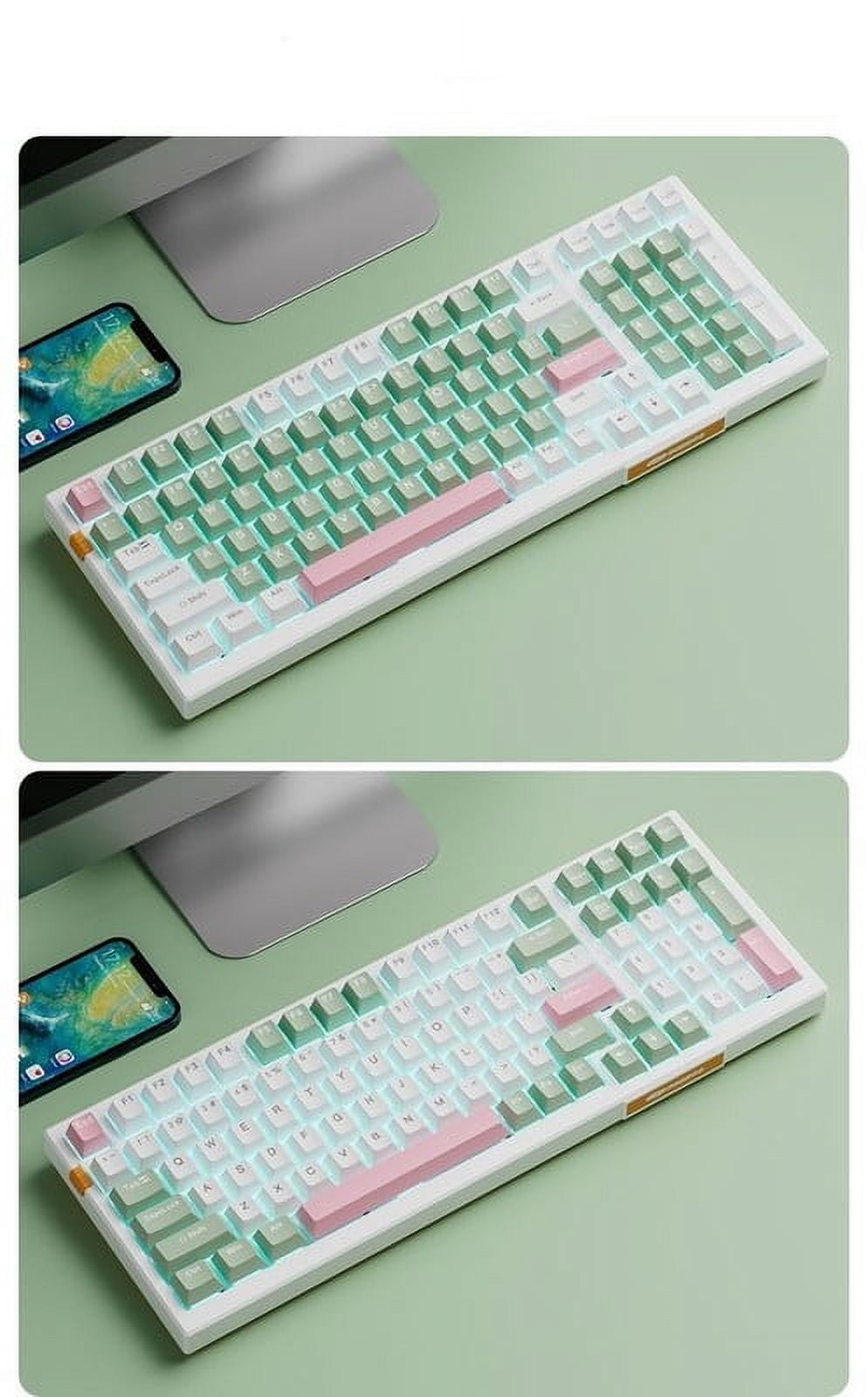 New 134 keys Lotus PBT OEM keycaps ersonalized girls Key cap set green White pink for MX switch gaming mechanical keyboard
