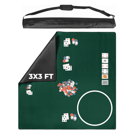 Feltectors Board Game Mat for 36 x 36 in Tables, Mahjong Mat with Carrying Bag-Green